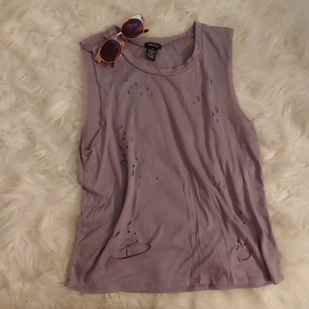 Lavender grey distressed tank